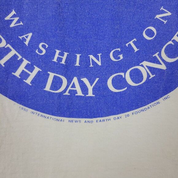 Vintage Earth Day Concert Shirt Men's Large White Tank Top 1990 90's Distressed - Picture 6 of 11